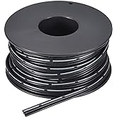 MECCANIXITY 24AWG Silicone Ribbon Cable 3Pin 24 Gauge Flat Cable Flexible Silicone Wire 7.5m/24.6ft Black Stranded Tinned Copper Wire for Model Plane, Model Car, Electric Appliance