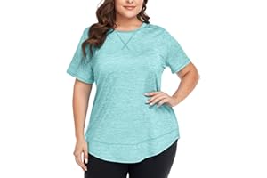 COOTRY Plus Size Workout Tops for Women Short Sleeve Loose fit Shirts Athletic Gym Yoga Clothing