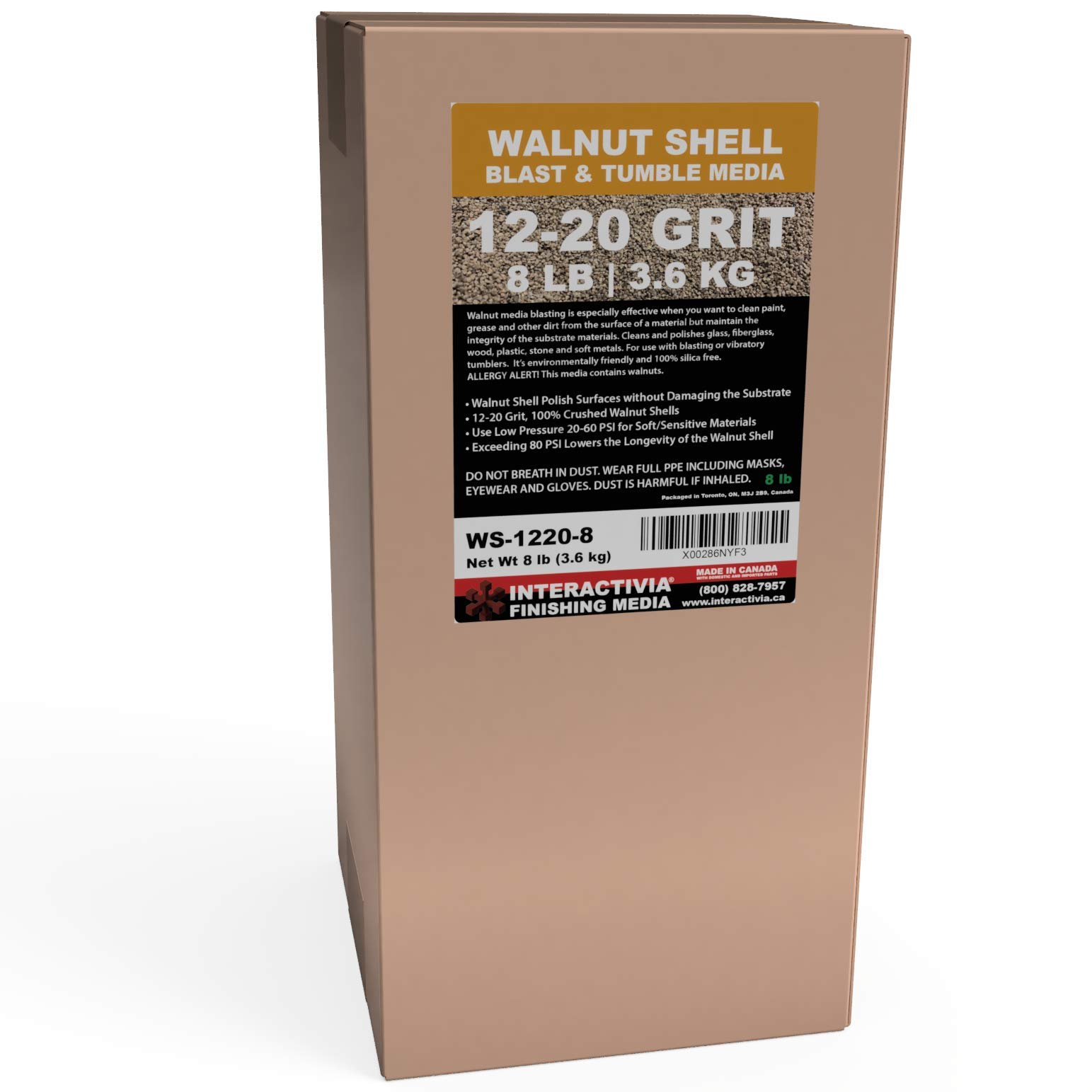 Photo 1 of Interactivia Finishing Media Walnut Shell Media, 8 lbs or 3.6 kg, Medium Course, 12-20 Grit, 100% Crushed Walnut Shells, Environmentally Friendly, Made in USA