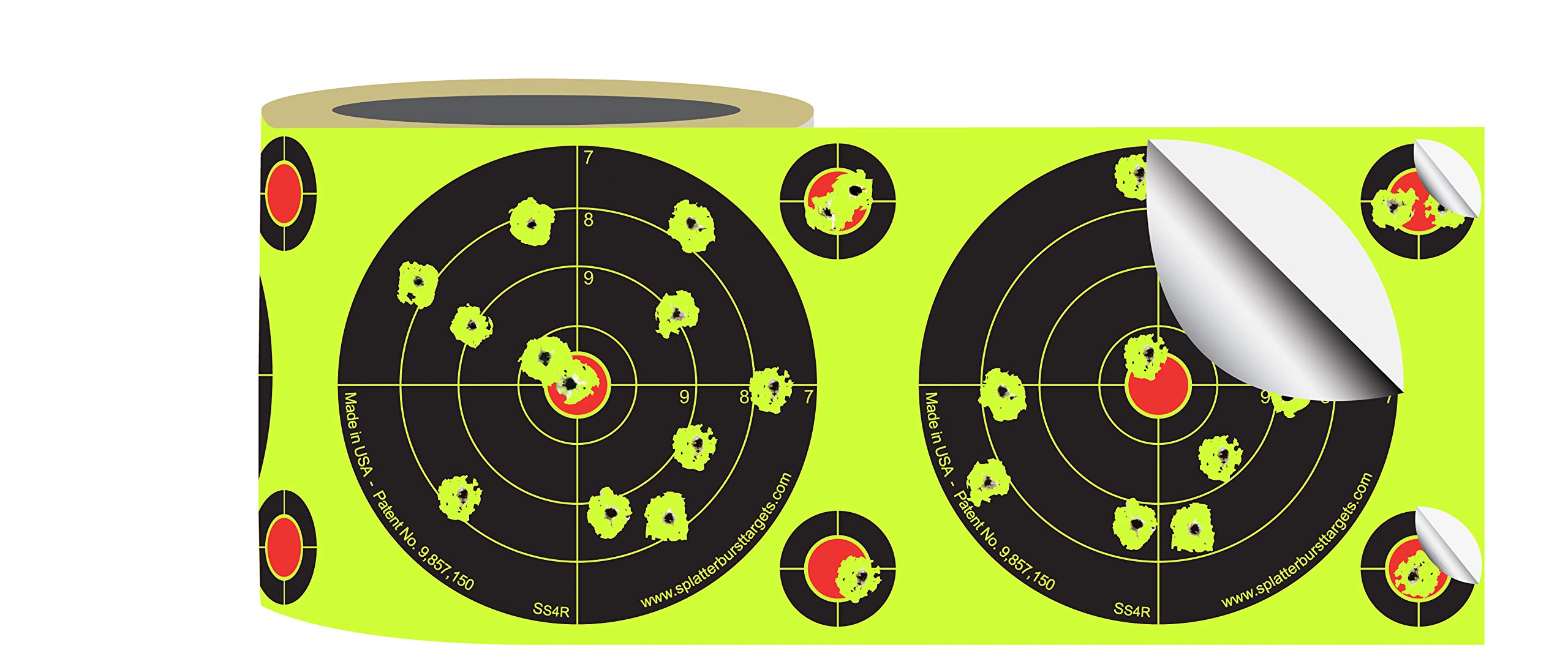 Photo 1 of Splatterburst Targets - Roll of (200) 4 Inch Stick & Splatter Self Adhesive Shooting Target Stickers - Gun - Rifle - Pistol - Airsoft - BB Gun - Pellet Gun - Air Rifle - Made in USA