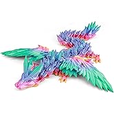 VUTIKPIX 18" 3D Printed Dragon Toys Large, 3D Printed Animals, Articulated Crystal Dragons with Wings Adults Desk Fidget Toys,Easter Basket Stuffers, Home Office Decor (Crystal Winged Dragon)