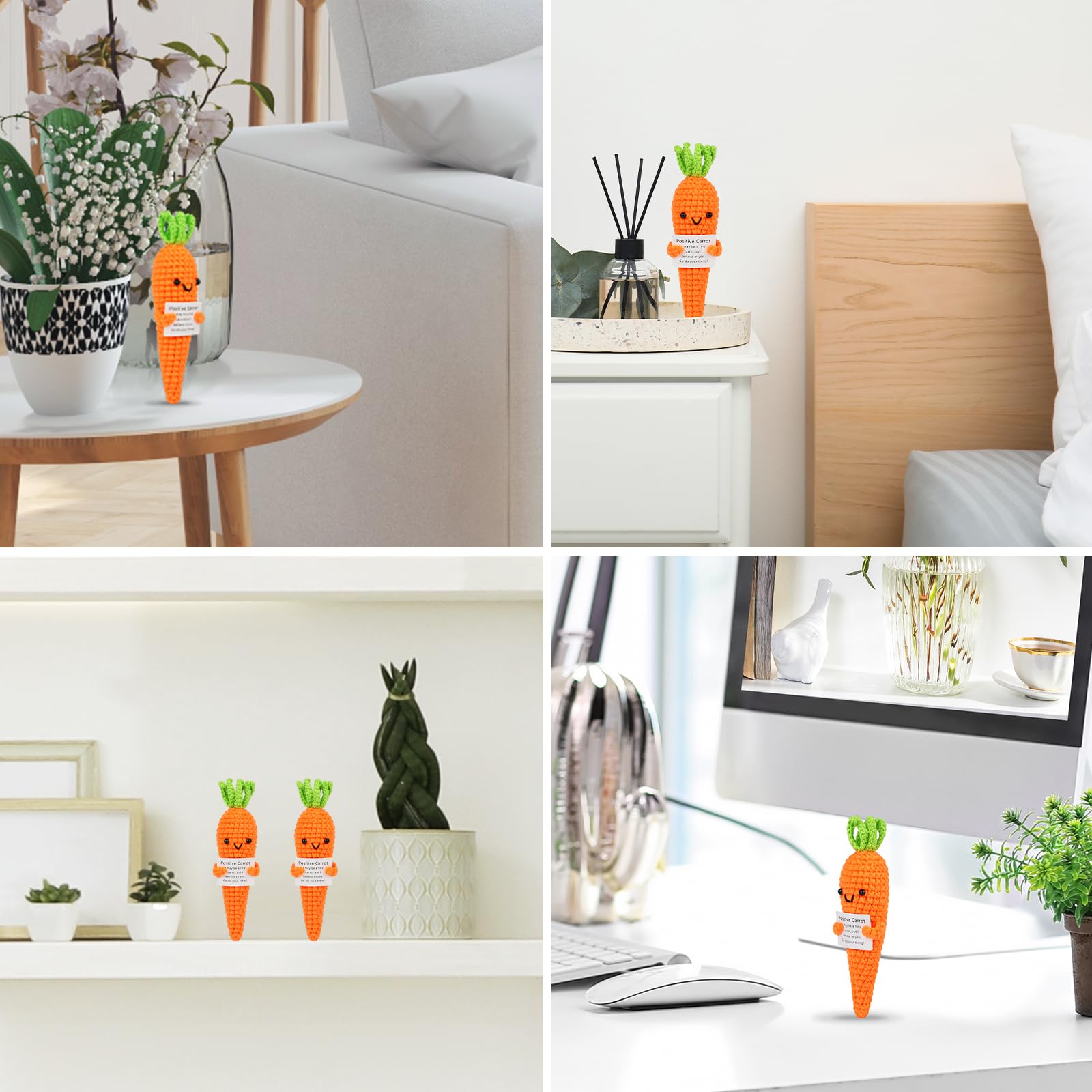 Hoedia Handmade Emotional Pickle Gift, Positive Cucumber Crochet Doll Inspirational Gifts with Cards, Cute Knitted Funny Support Pickle Potato Friend Birthday (Positive Carrot)