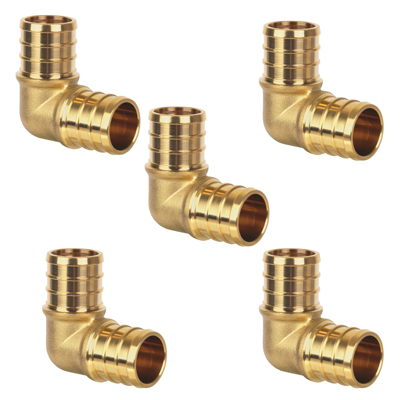 Photo 1 of JUWO Pex Fittings 1", Pex 90 Degree Elbow, NSF & UPC Certified, Heavy Duty Brass Crimp Fittings for Pipe Plumbing, 5 Pack