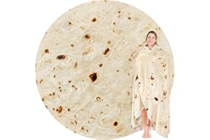 Jorbest Burrito Tortilla Throw Blanket Birthday Gifts for Women Men Teen Boys Girls, Novelty Tortilla Food Blanket Funny Gifts for Adult Kids, 285 GSM Soft Flannel Taco Blanket (Yellow, 60 inches)