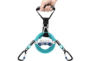 Duckygoo Heavy Duty Dog Tie Out Cable - Rust Proof Leash with Handle, No Tangle Tether for Medium to Large Dogs Up to 500lbs, 10ft, Teal