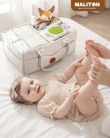 Maliton Nappy Caddy Newborn Essentials Detachable Dividers White 16x10x7 view 2