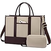 LOVEVOOK Laptop Tote Bags for Women Work Bag 15.6 inch Large Professional Teacher Purse Lightweight Computer Bag Briefcase Business Office, Apricot-chocolate