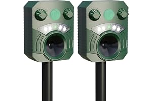 X-octenol Solar Powered Animal Repeller Ultrasonic Dog Deterrent Waterproof Cat Repellent Outdoor Squirrel Deer Racoon Fox Control Device with RIP Sensor Flashing Light and 5 Modes