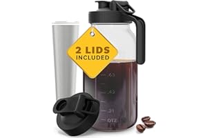 Home Hero Cold Brew Coffee Maker Glass Pitcher - Easy Mason-Style Cold Brew Jar - Smooth Iced Coffee Maker Experience - Leakproof Flip Cap & On-the-Go Lid for Iced Tea Pitcher - 64 Oz, Black