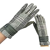 Women Plaid Striped Winter Gloves Touch Screen Fleece Thick Warm Mittens Cold Weather Driving Gloves