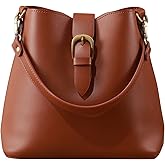 Town Bucket Vegan Leather Bag For Women Hobo Retro Faux Casual Purse Classic Vintage Simple Shoulder Handbag