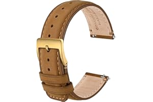 ANBEER Genuine Leather Watch Band,Quick Release Strap with Stainless Steel Buckle, Multiple Sizes & Colors for Men Women