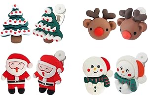 ShinyStyle J4You 4 Pair Christmas Clip On Earrings for Women Christmas Tree Santa Claus Snowman Clip on Earrings Holiday Clip on Earring Xmas Fake Earrings Christmas Jewelry Gifts