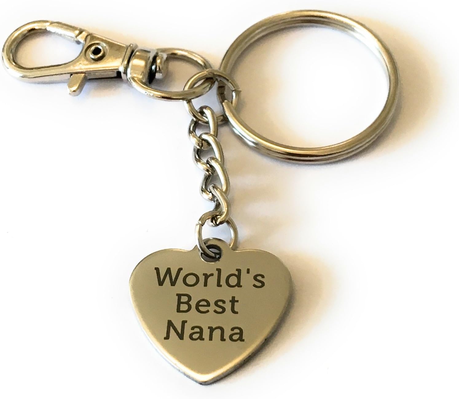 FizzyButton Gifts World's Best Nana heart keyring handbag charm with turquoise gift box, Silver