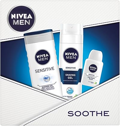 Nivea Men Sensitive Skin Gift Set Shower Gel Shaving Gel Post Shave Balm