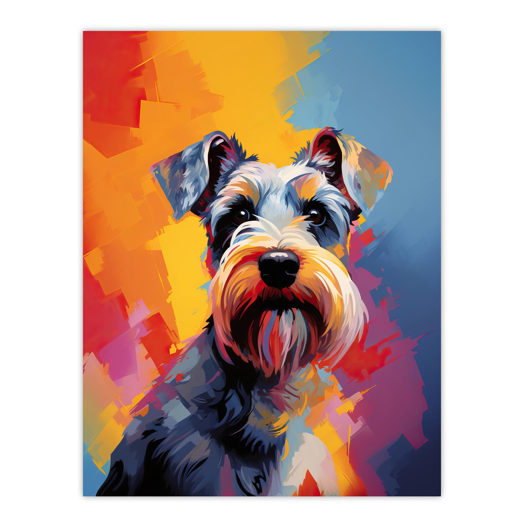 Artery8 Schnauzer Dog Lover Gift Pet Portrait Colourful Artwork Painting Extra Large XL Wall Art Poster Print