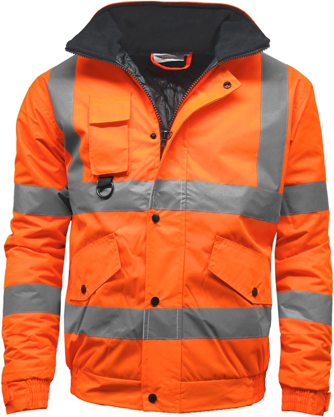 Mens Waterproof Two Tone Bomber Hi Vis Visibility Hi Vis Standard Safety Work Wear Jacket Orange Medium