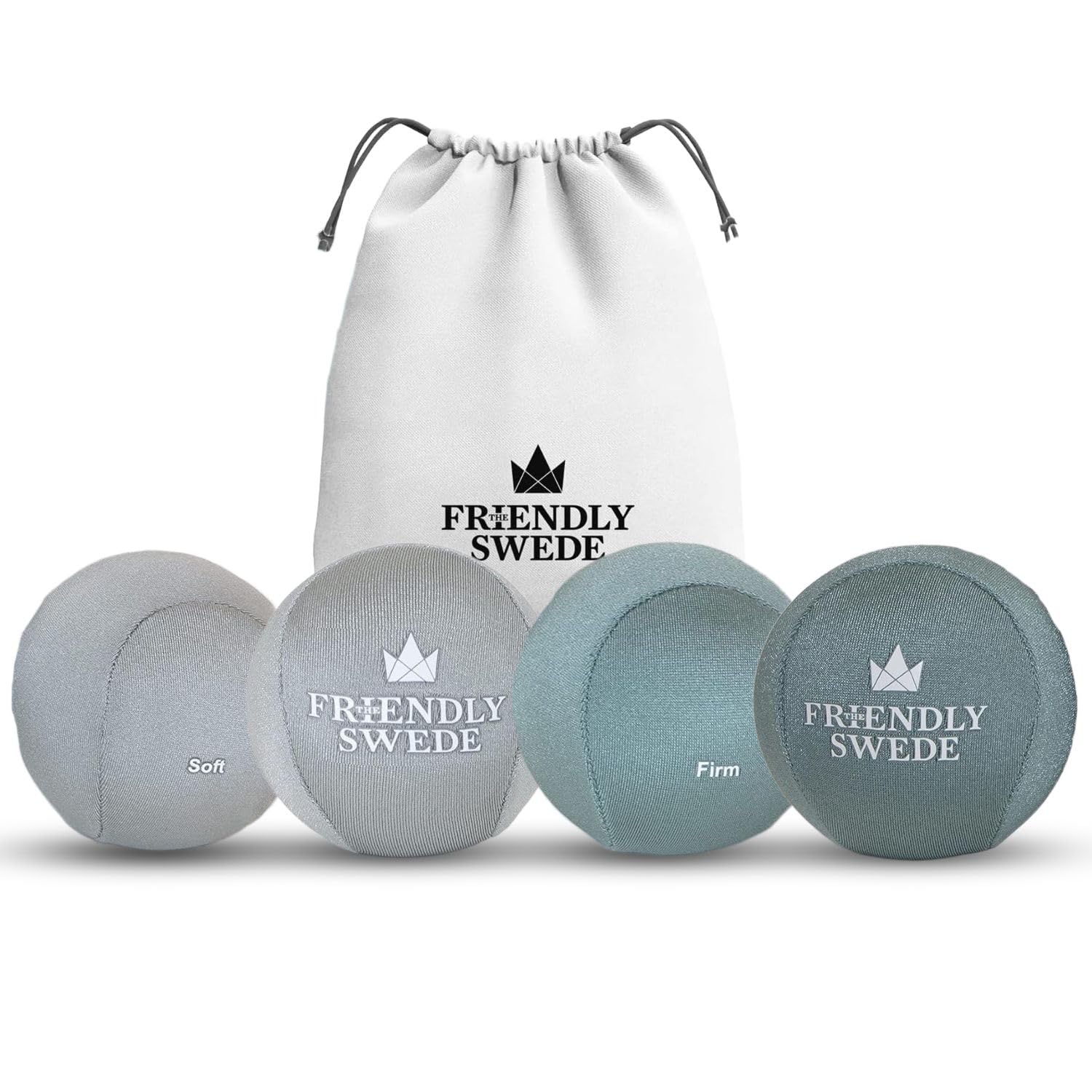 The Friendly Swede Stress Balls for Adults - Hand Therapy Ball and Hand Exerciser - 4 Pack of Stress Balls for Grip Strength Training and Stress Relief (Small (5,5cm))