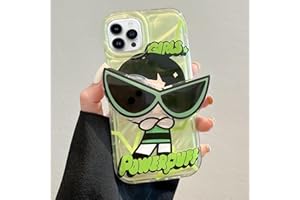 Jerisln for iPhone 15 Pro Cartoon Case with Grip Holder Sunglasses Shape Stand Cute Laser Bling Glitter Clear Translucent Card Soft Shockproof Phone Cover for iPhone 15 Pro 6.1 Inch (Green)