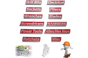 Magnetic Toolbox Labels, 12/24/36/48 Pack Magnetic Tool Box Labels, 3D-Printed Tool Box Label, Reusable Tags for Steel Toolbo