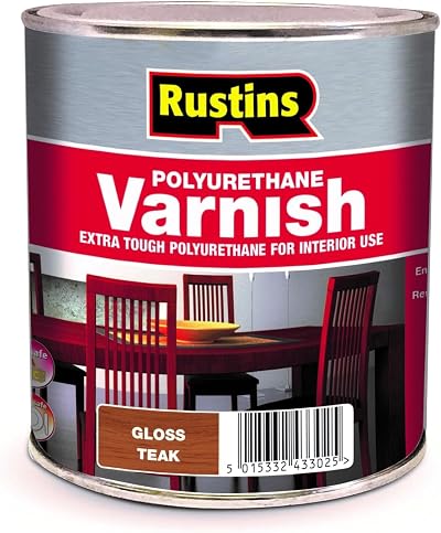 Rustins POGT250 Polyurethane Varnish Teak Gloss 250ml Tough Durable Interior