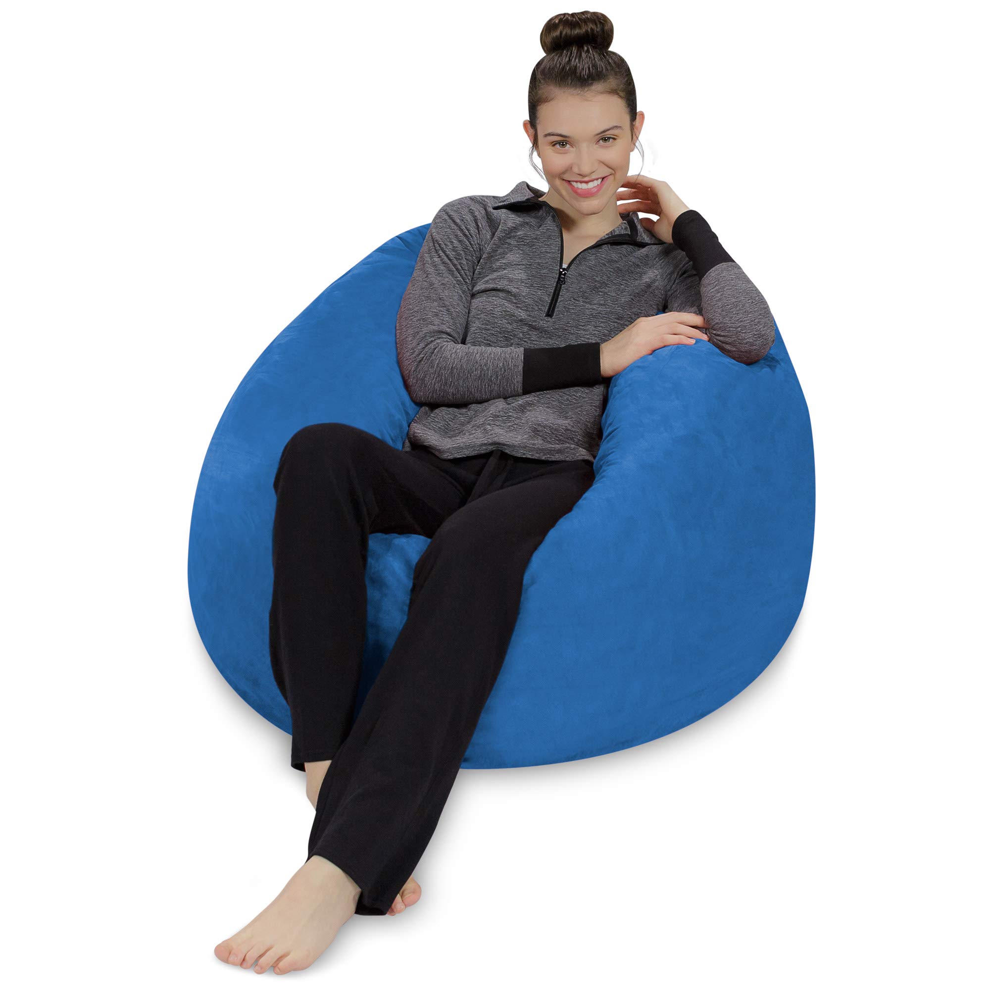 Sofa Sack - Plush, Ultra Soft Bean Bag Chair - Memory Foam Bean Bag Chair with Microsuede Cover - Stuffed Foam Filled Furniture and Accessories for Dorm Room - Royal Blue 3'