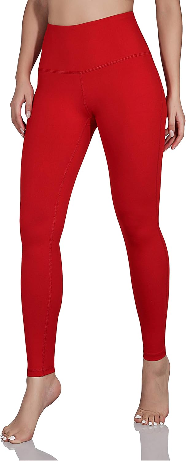 ODODOS Women's High Waist Yoga Leggings, Tummy Control Workout Running Compression Yoga Leggings with Inner Pocket: Clothing