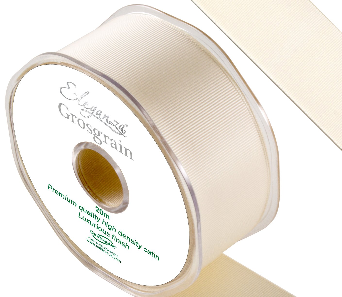 ELEGANZA Premium Quality Grosgrain Ribbon, Satin, Ivory, 11 x 11 x 4 cm