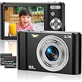 Digital Camera 2.7K Ultra HD Mini Camera 44MP 2.8 Inch LCD Screen Rechargeable Students, Compact Pocket Camera with 16X Digit