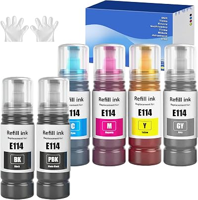 SHUOLEI 114 Ink Bottle Multipack for Epson ET-8500 ET-8550 - 6 Color Ink Refills