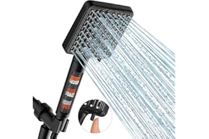 Filtered Shower Head Black - 6 Modes High Pressure Handheld Shower Head with Filter, Detachable Handheld Showerhead Set with 