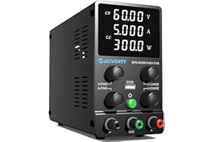 Jesverty DC Power Supply Variable, 0-60V 0-5A Adjustable Switching DC Regulated Bench Power Supply with High Precision 4-Digit LED Display, 5V/2A USB Port, Coarse and Fine Adjustment SPS-6005D
