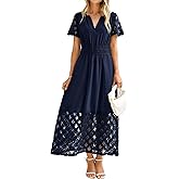Simplee Womens Summer Maxi Dress 2026 V Neck Empire Waist Long Flowy Boho Dresses with Pockets