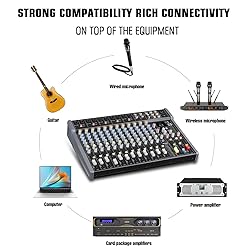 JXSOU Audio Mixer, 18-Channel DJ Mixer Bluetooth