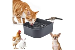 PETLESO Heated Water Bowl for Cats Rabbits, Hanging Dog Heating Dish for Cage Kennel Anti-Freeze, No Spill Heated Bowl for Rabbits Chickens Birds Small Animals, Indoor/Outdoor Use, 0.27Gallon