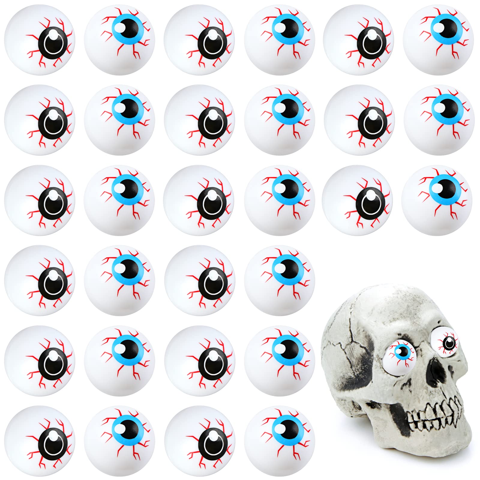 Photo 1 of 60PCS Plastic Halloween Eyeballs Scary Ping Pong Eyeballs for Kids Toys 1In Fake Eye Balls Hollow Eyeballs Beer Pong for Halloween Party Favors Goody Bag Fillers Halloween Terror Props Eyeballs
