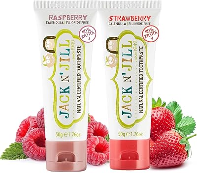 Jack N' Jill Natural Certified Kids Toothpaste 40% Xylitol 2x50g Raspberry