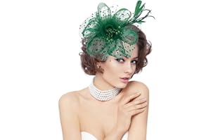 GHGMAO Fascinators Hats for Women Tea Party Hat Kentucky Derby Headband Mesh Flower Feathers Hair Clip for Wedding Cocktail