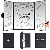 Crenics Black and White Birthday Decorations Women Men, Creative Birthday Guest Signature Book Alternative 18" x 12", Great Party Gifts for Girls or Boys