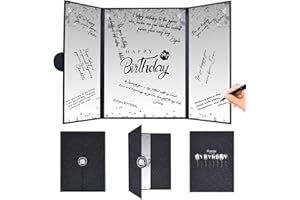 Crenics Black and White Birthday Decorations Women Men, Creative Birthday Guest Signature Book Alternative 18" x 12", Great Party Gifts for Girls or Boys