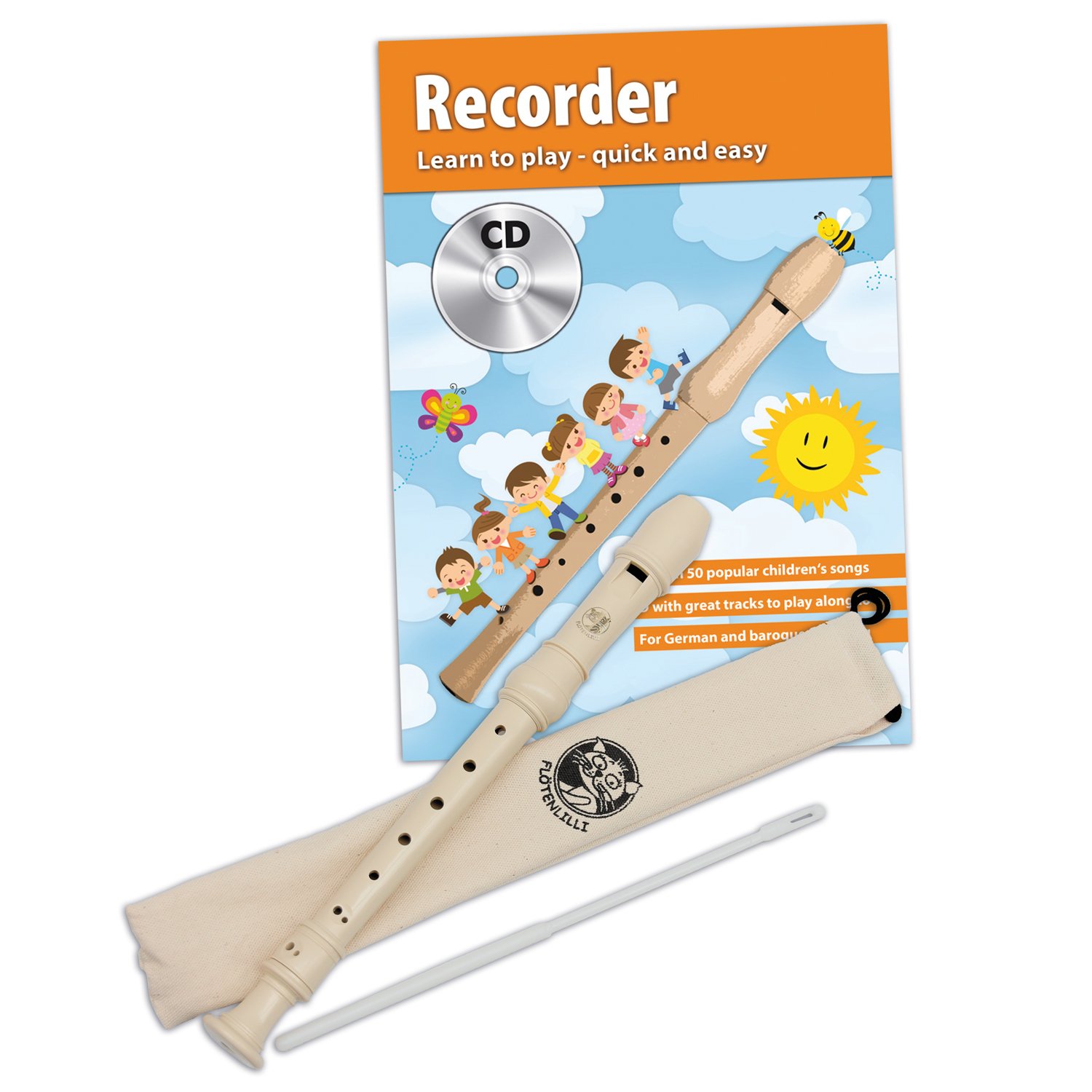 CASCHA HH 1500 EN Recorder Set (German Fingering) and English Recorder Method Plus CD
