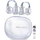 King Lucky Clip-On Earbuds Gen 3, Open-Ear Wireless Bluetooth 6.0 Headphones with Mic, Secure Fit for Small Ears & Glasses Wearers, 50H Playtime, ENC, IPX5 Waterproof Sport Ear Buds (White)