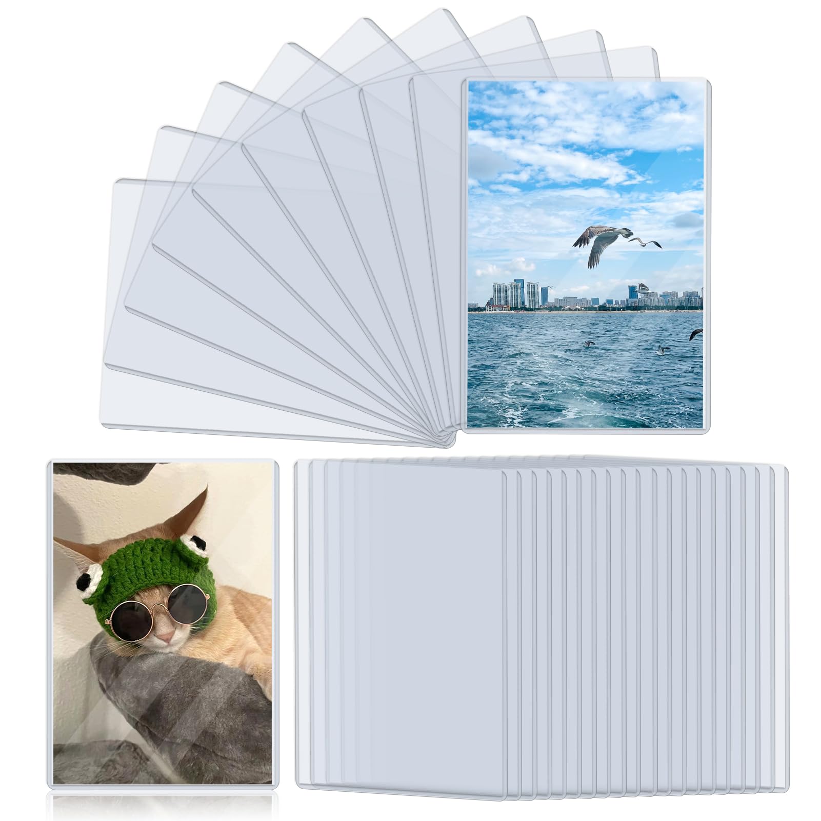Photo 1 of 4" x 6" Photo Postcard Protectors, Rigid Hard Print Protectors, Clear Waterproof Protectors, Paper Sleeves Photo Plastic Sleeves Document Holder, Memories and Collectibles Storage (40 Pack)