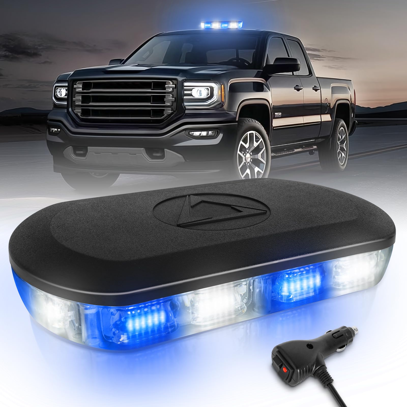 Photo 1 of HLauto 700A Rooftop Emergency Strobe Lights Bar, 72 LED Blue White Mini Beacon Safety Flashing Warning Traffic Lights Bar w/Magnetic Base for 12-24V Trucks, Construction Vehicles, Snowplow, Cars