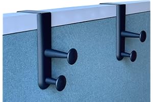 Tetra-Teknica Cubi-pro CWH03-2P Over-The-Panel Cubicle Partition Wall Garment Hanger with Double Posts, 2 1/2" - 3" Panels, Black, 2 per Pack