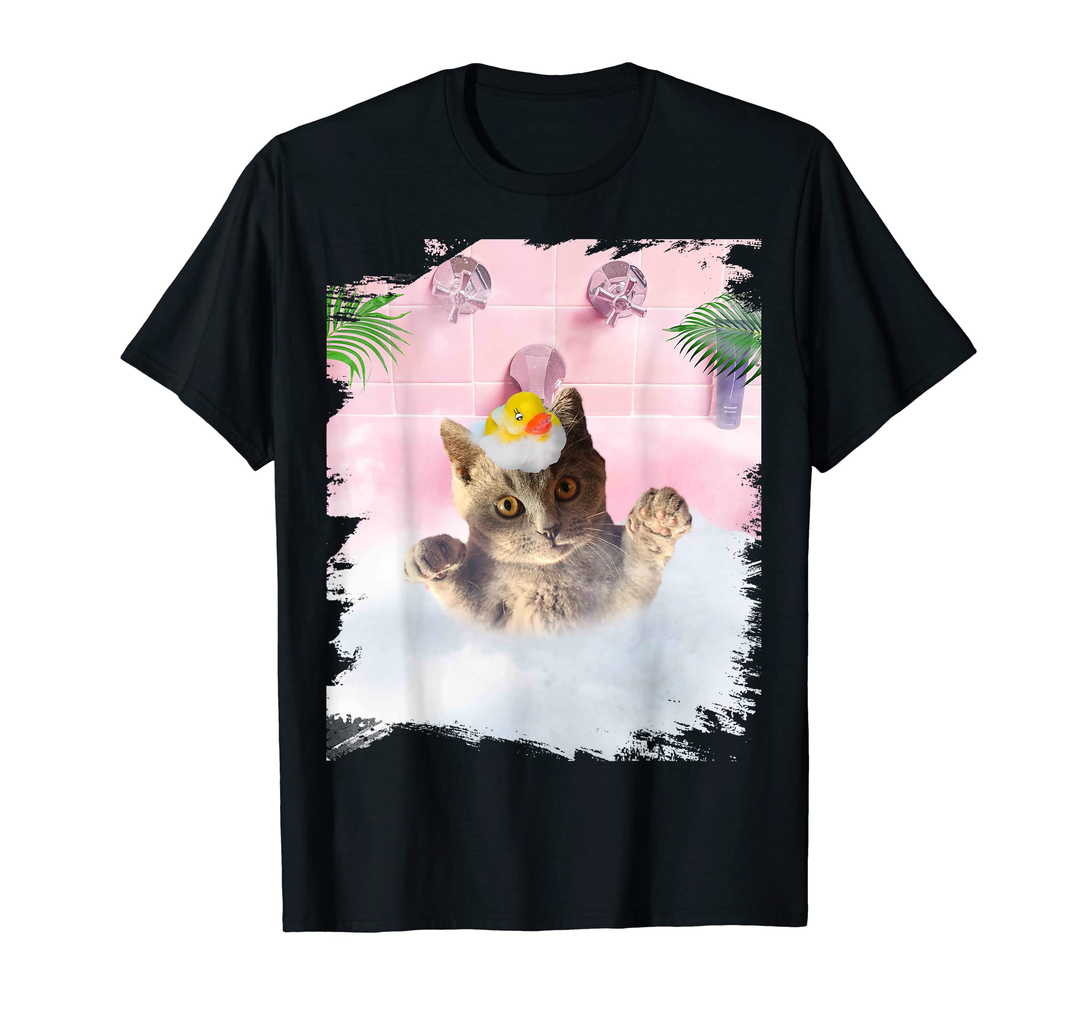 Cute Self-Care Bathing Kitty Cat Palm Bath T-Shirt