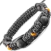 Wallystone Gems Shungite Bracelet with Tiger Eye Beads - Luxury Jewelry for Men Women - Natural Black Stone - Brided Dense Beaded - Adjust Wirst Size - Each one has a Certificate of Authenticity