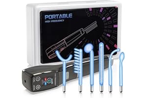 High F r e quency Facial Wand, Yofuly Upgrade LCD Screen F acial Skin Wand with 6 Different Tubes, Portable Handheld High F requency Machine for Facial & Hair Care (Blue)