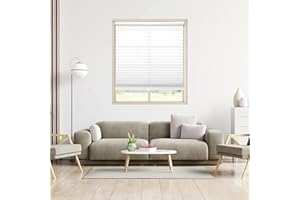 DEZ FURNISHINGS Cordless 1" Signature Light Filtering Pleated Fabric Shade, 45" W x 60" H, White