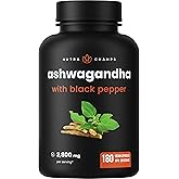 Organic Ashwagandha Supplement with Black Pepper Extract - 2000mg Stress Resistance, Cortisol Manager, Thyroid & Mood Support